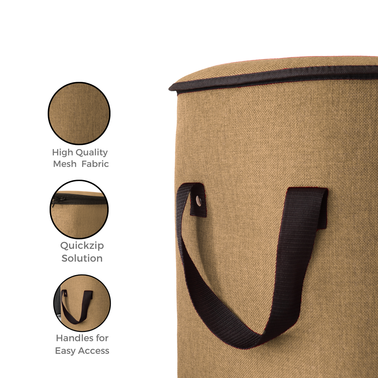 Qoolish Beige Jute Foldable Laundry Basket