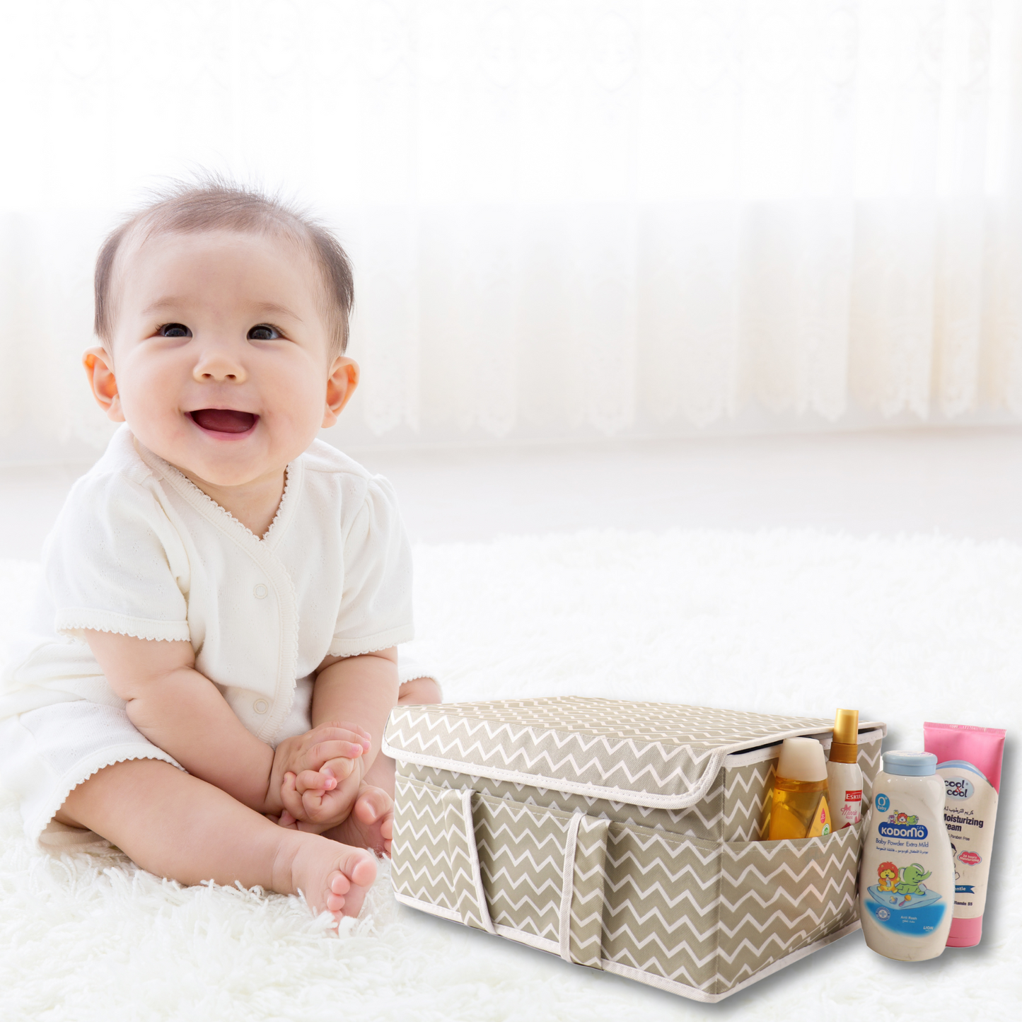 Qoolish Diaper storage caddy Organizers with Lid! (Available in 4 colors)