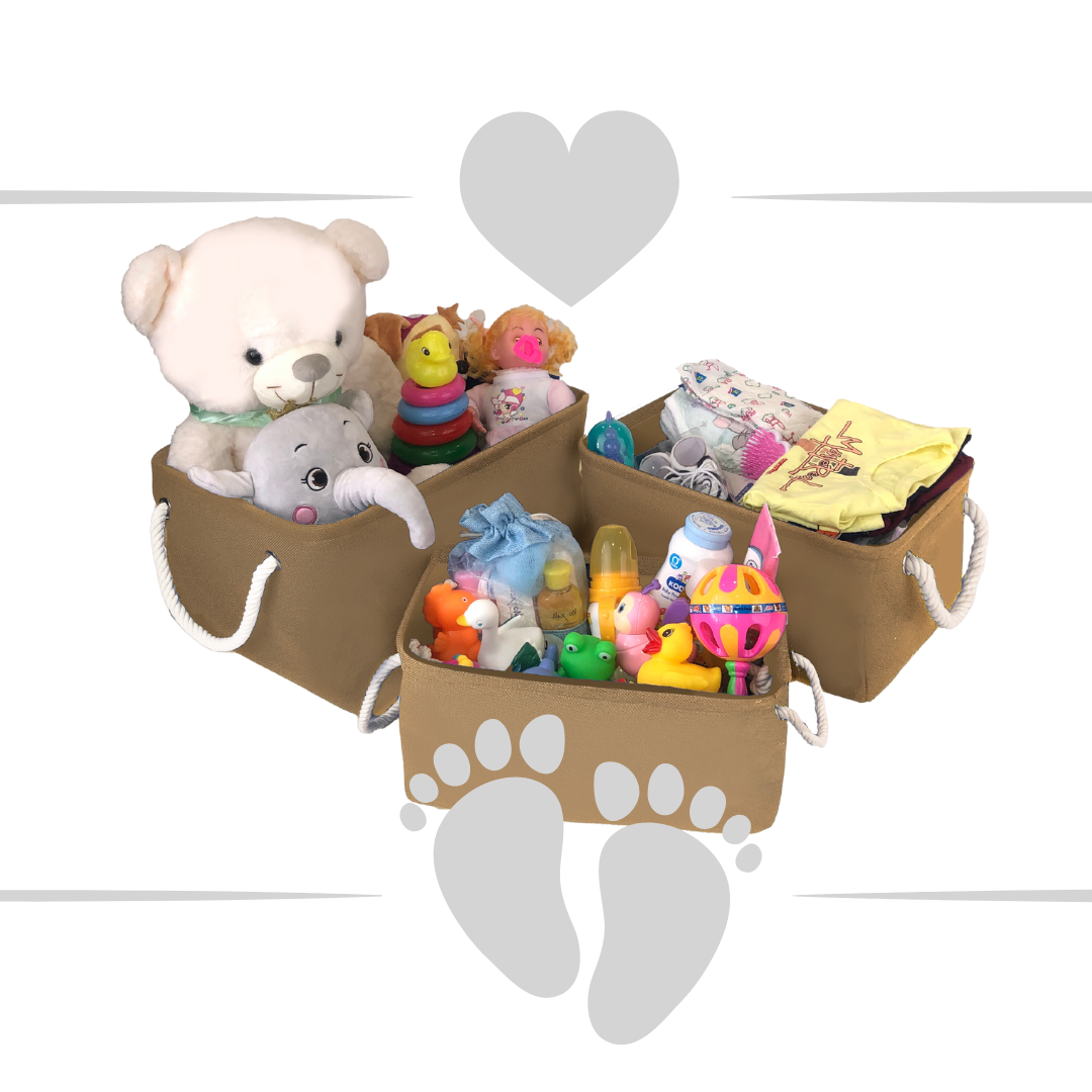 Qoolish Pack of 3 Baby Basket Beige
