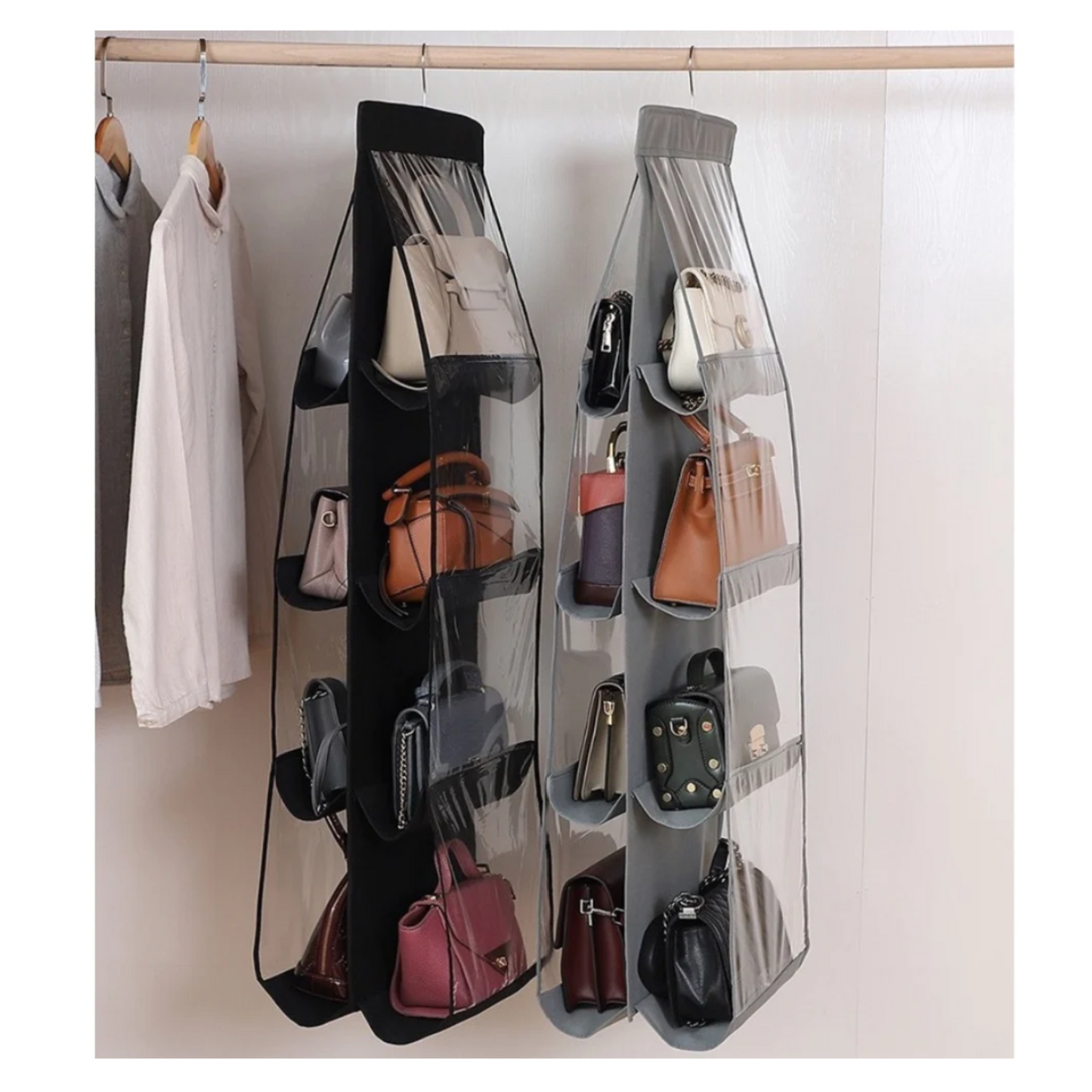 Qoolish Pack of 2: Purse handbag hanging organizer