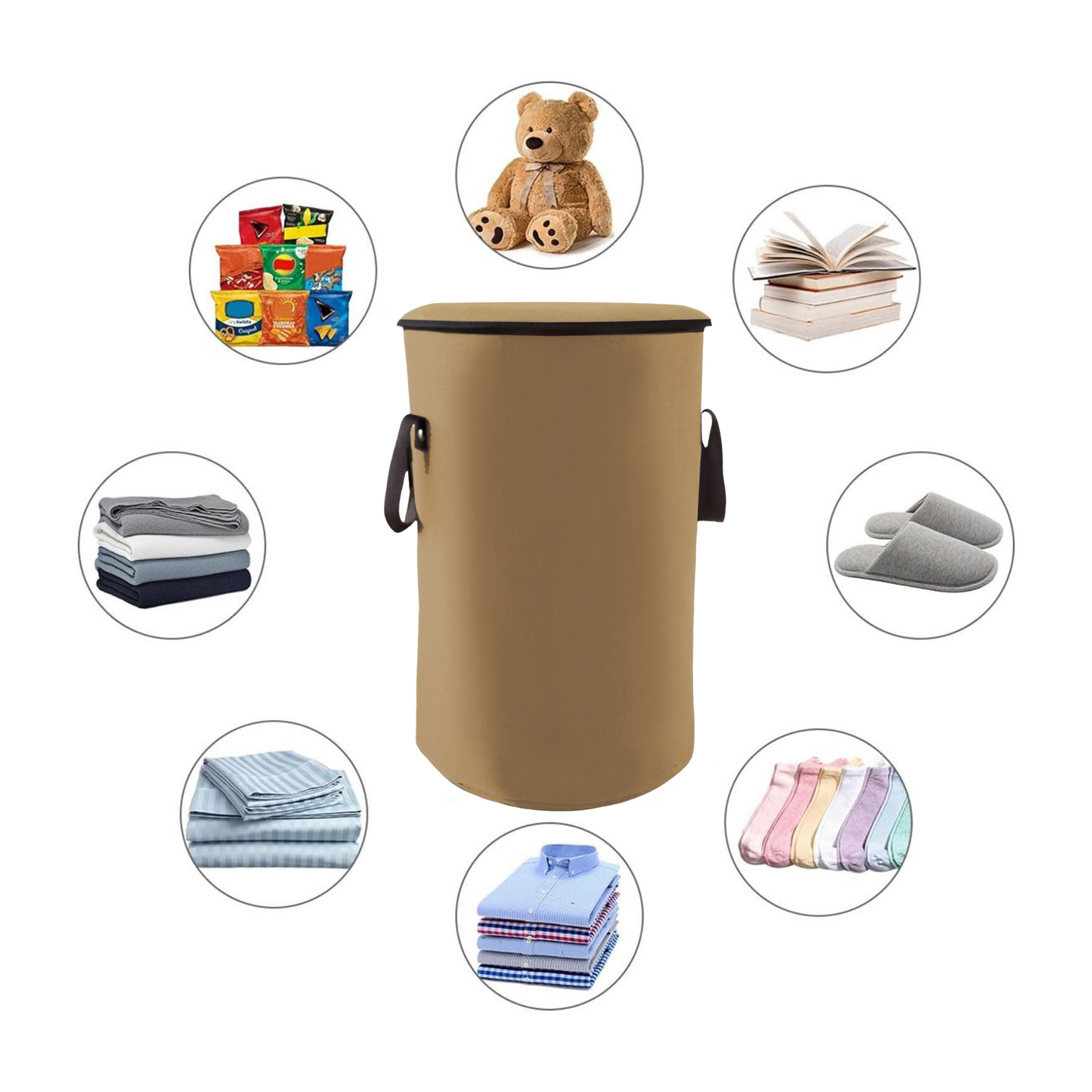 Qoolish Beige Jute Foldable Laundry Basket