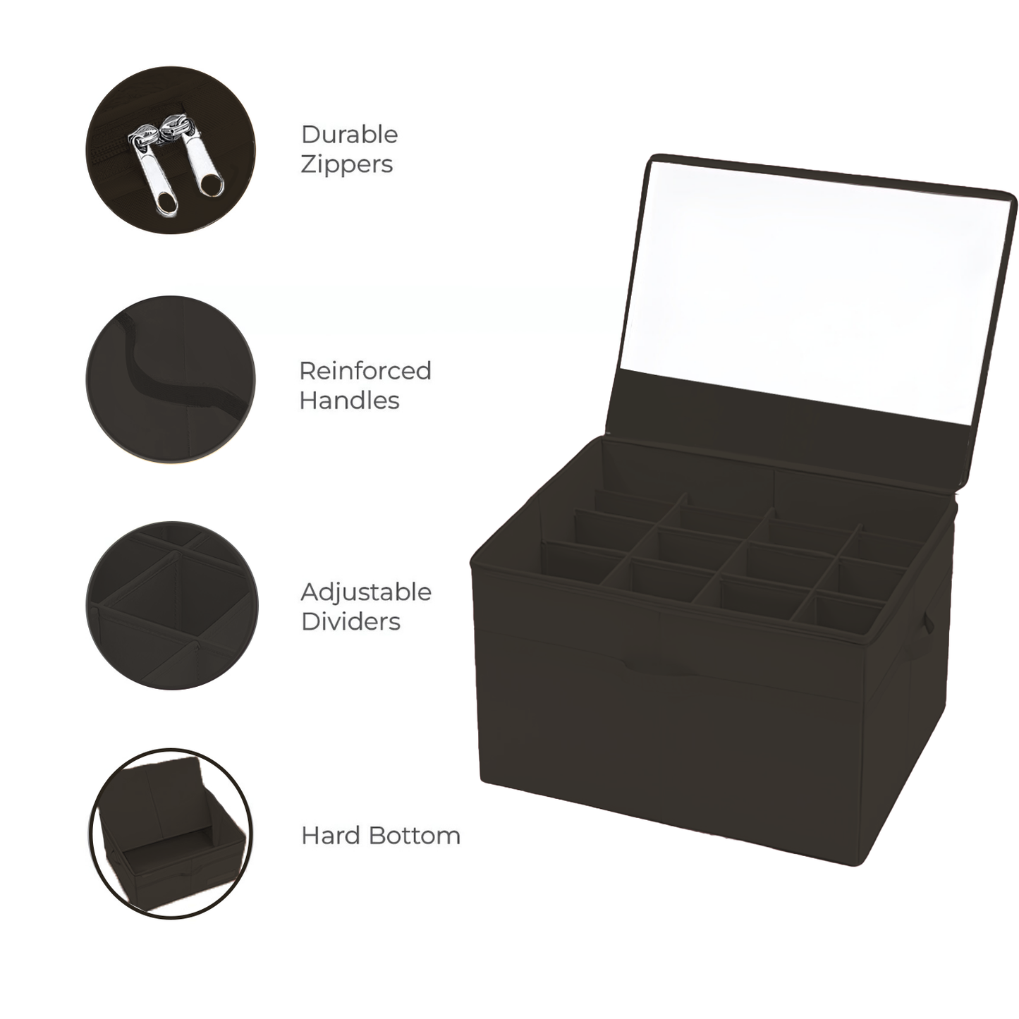 Qoolish 16-Pair Black Shoe Organizer - Clear, Foldable, Space-Saving with Reinforced Base