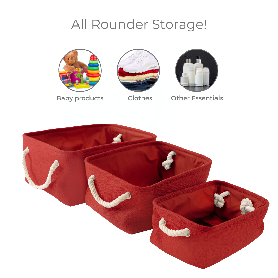 Qoolish Pack of 3 Baby Basket Red