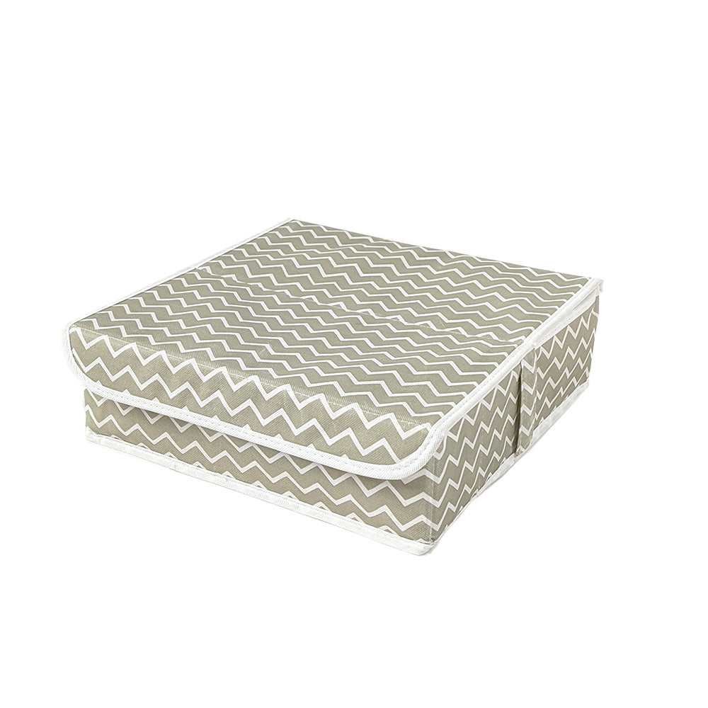 Qoolish Pack of 1 Undergarments White Stripes Organizer Box with Lid