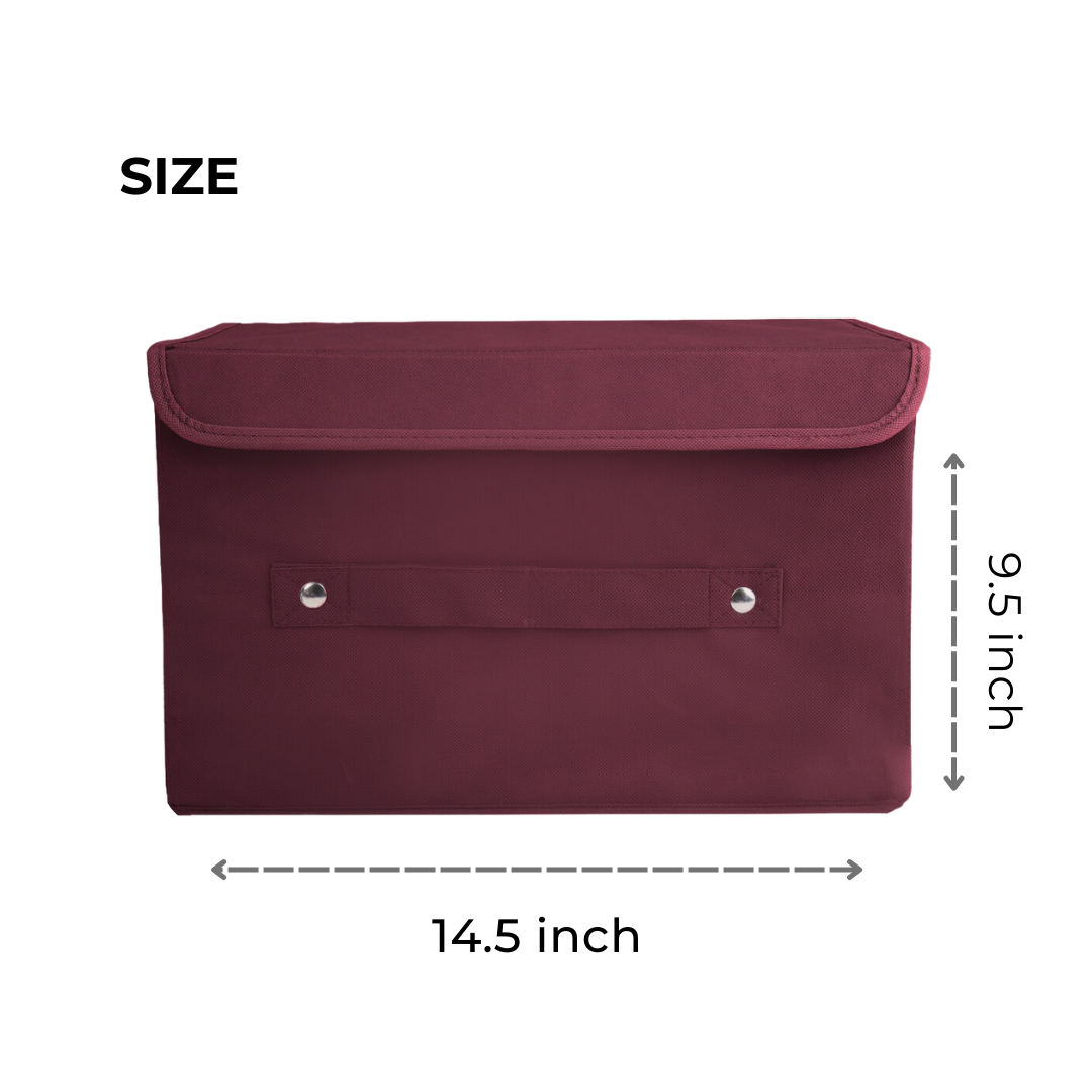 Qoolish Pack of 1 Maroon Storage Box with Lid ! ( Available in 4 Color's)
