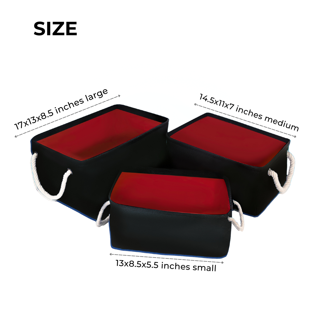 Qoolish Pack of 3 Baby Basket Black