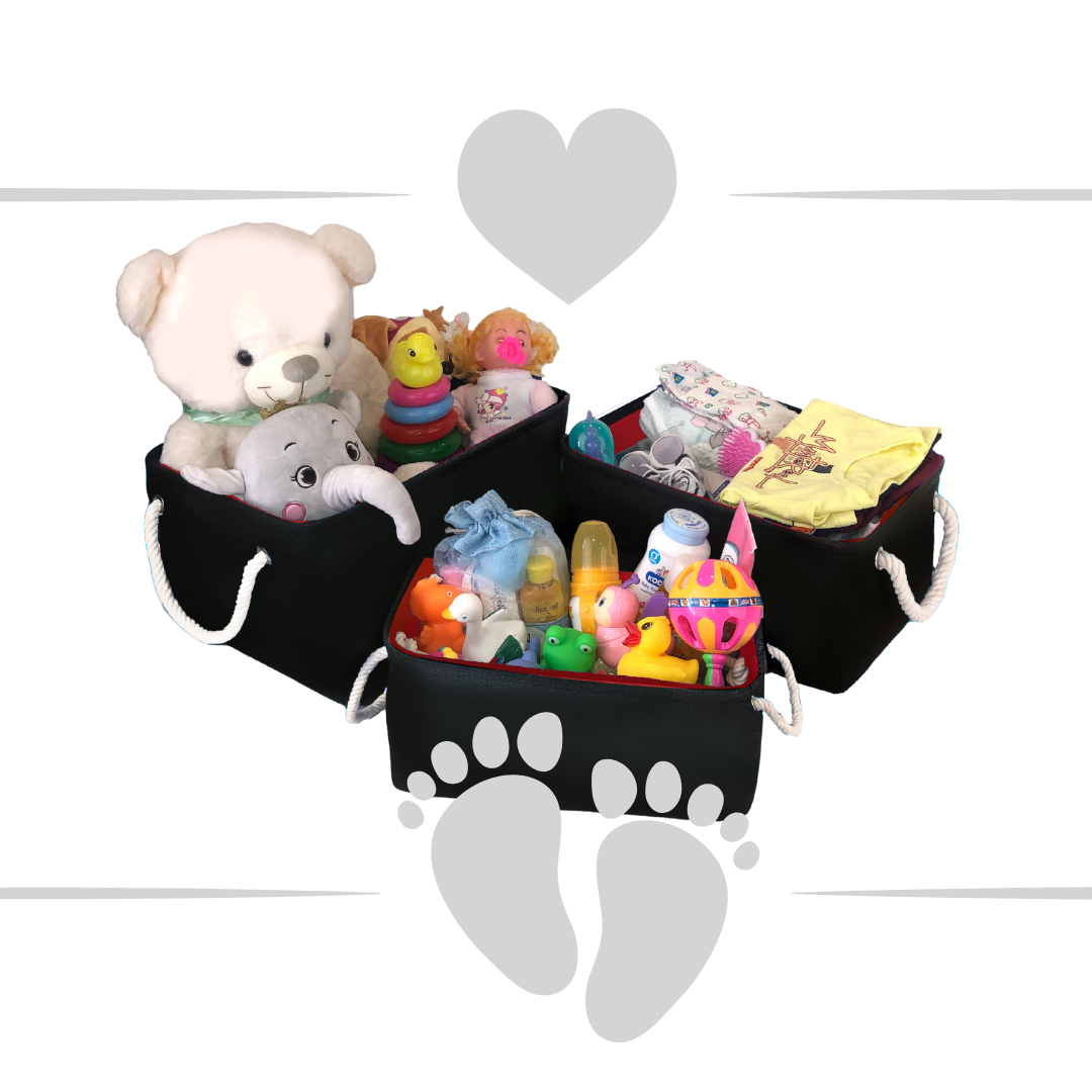 Qoolish Pack of 3 Baby Basket Black