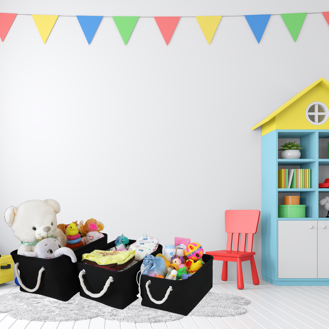 Qoolish Pack of 3 Baby Basket Black