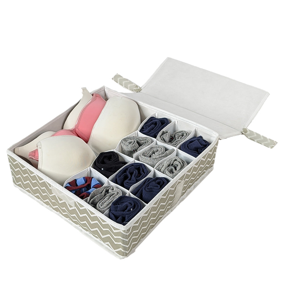 Qoolish Pack of 1 Undergarments Grey Organizer Box with Lid