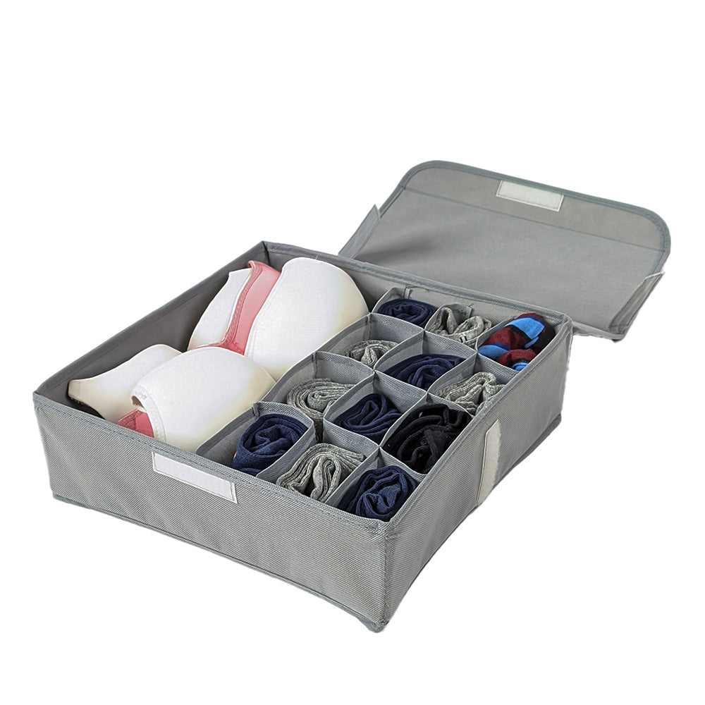 Qoolish Pack of 1 Undergarments White Stripes Organizer Box with Lid