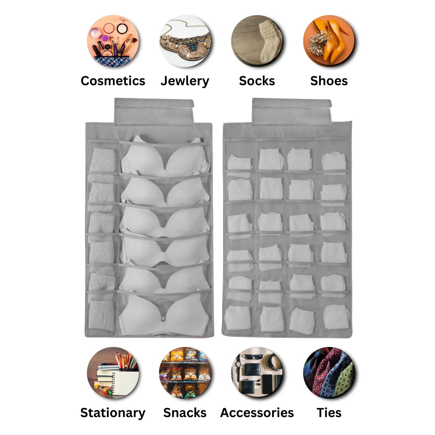 36 Pockets Dual Sided Hanging Organizer for Clothes, Socks & Underwear