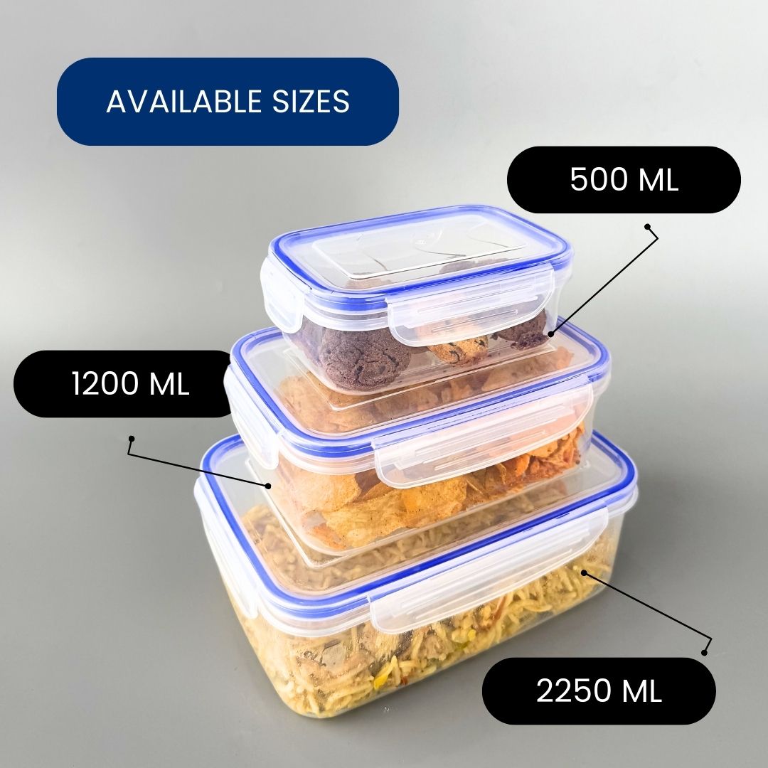 Qoolish Food Container Pack of 3 - Blue