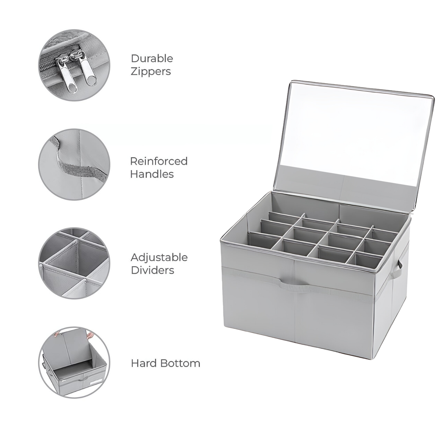 Qoolish Grey 16-Pair Shoe Organizer - Clear, Compact, Durable Shoe Storage for Organized Footwear