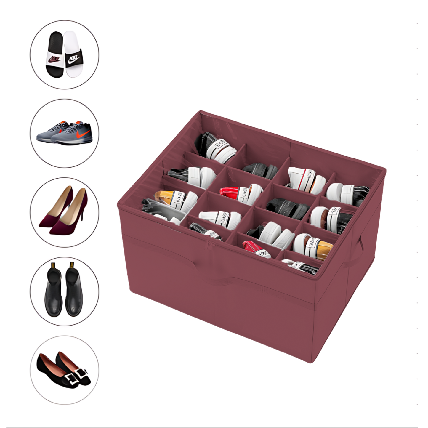 Qoolish 16-Pair Shoe Storage Box - Transparent, Foldable, Space-Saving Shoe Cubby with Reinforced Base