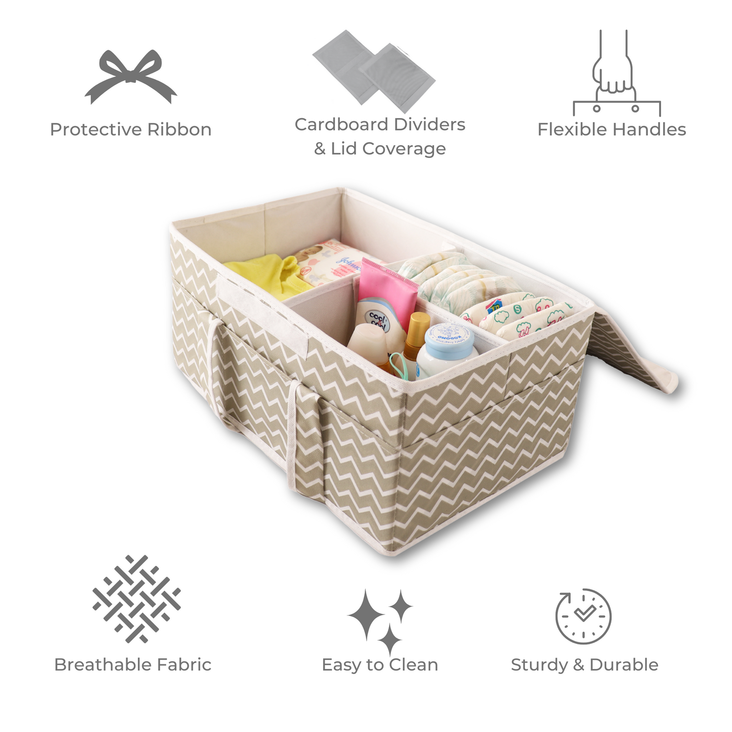 Qoolish Diaper storage caddy Organizers with Lid! (Available in 4 colors)