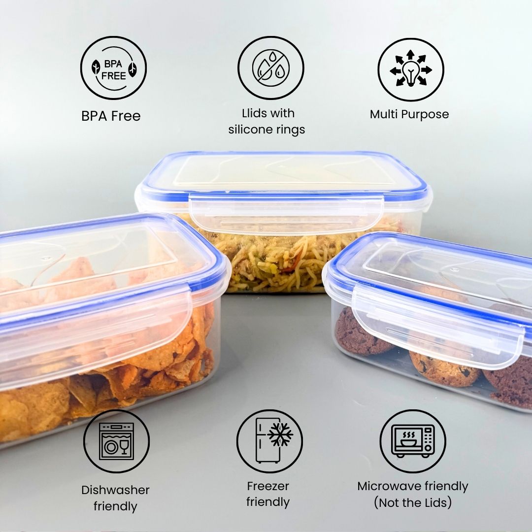 Qoolish Food Container Pack of 3 - Blue