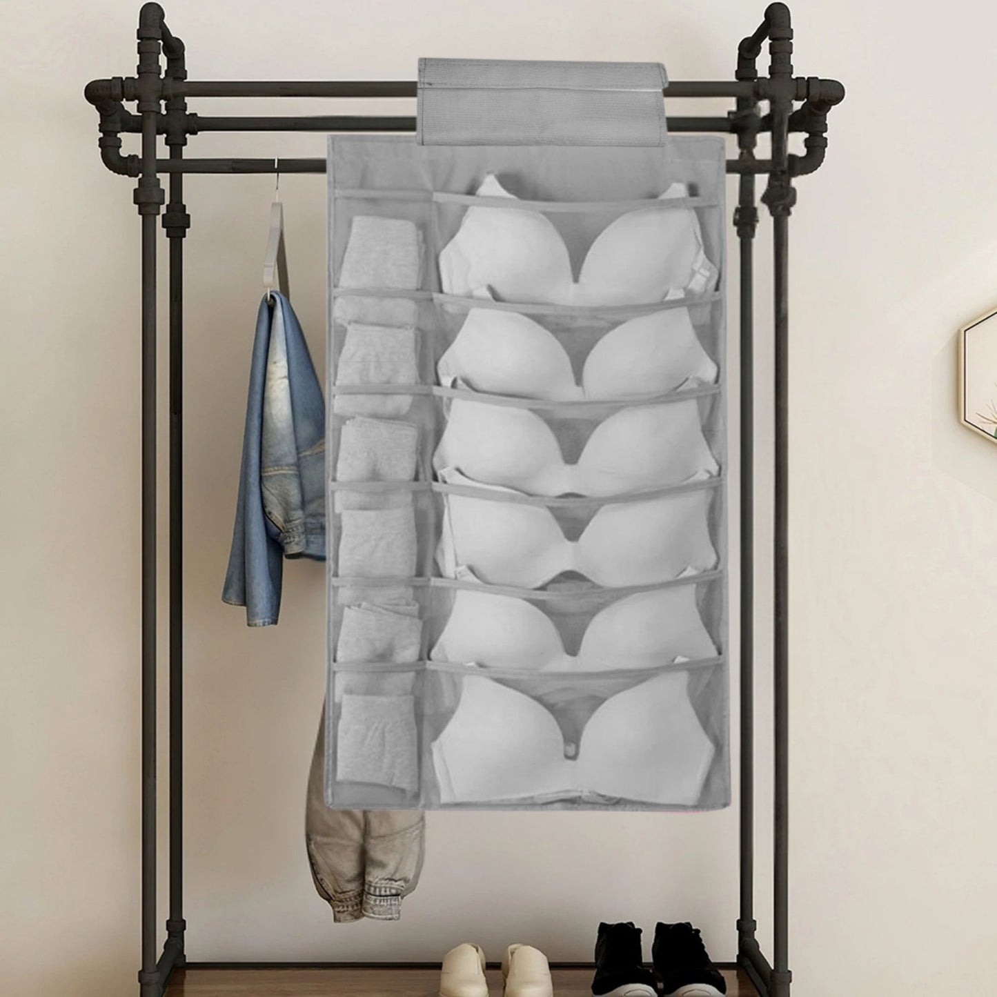 36 Pockets Dual Sided Hanging Organizer for Clothes, Socks & Underwear