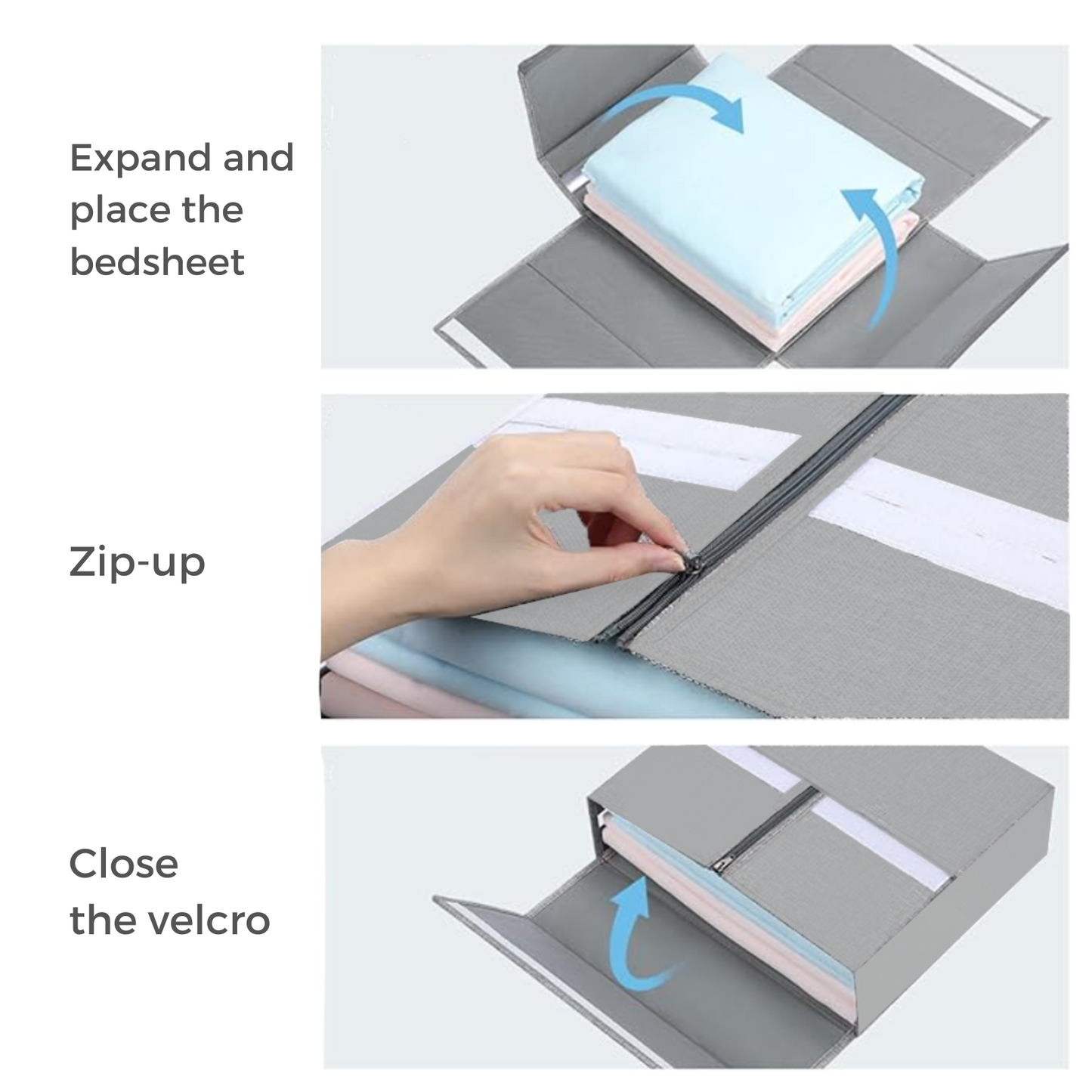 Qoolish Grey Bed Sheet Organizer