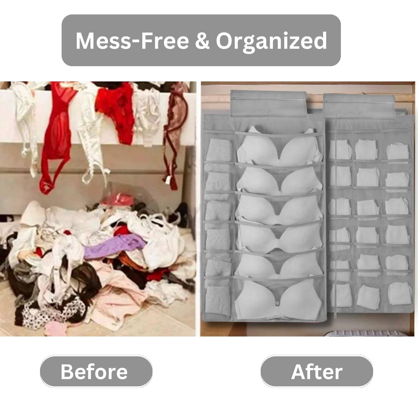 36 Pockets Dual Sided Hanging Organizer for Clothes, Socks & Underwear