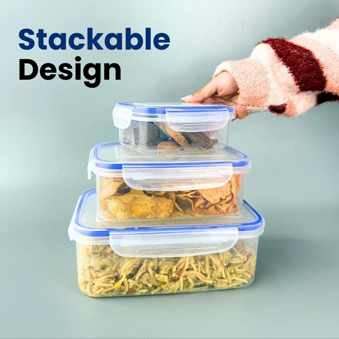 Qoolish Food Container Pack of 3 - Blue