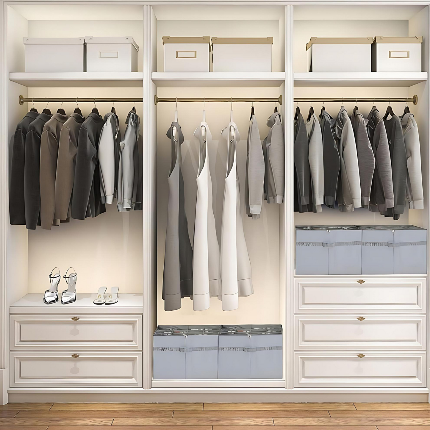 Qoolish Grey 16-Pair Shoe Organizer - Clear, Compact, Durable Shoe Storage for Organized Footwear