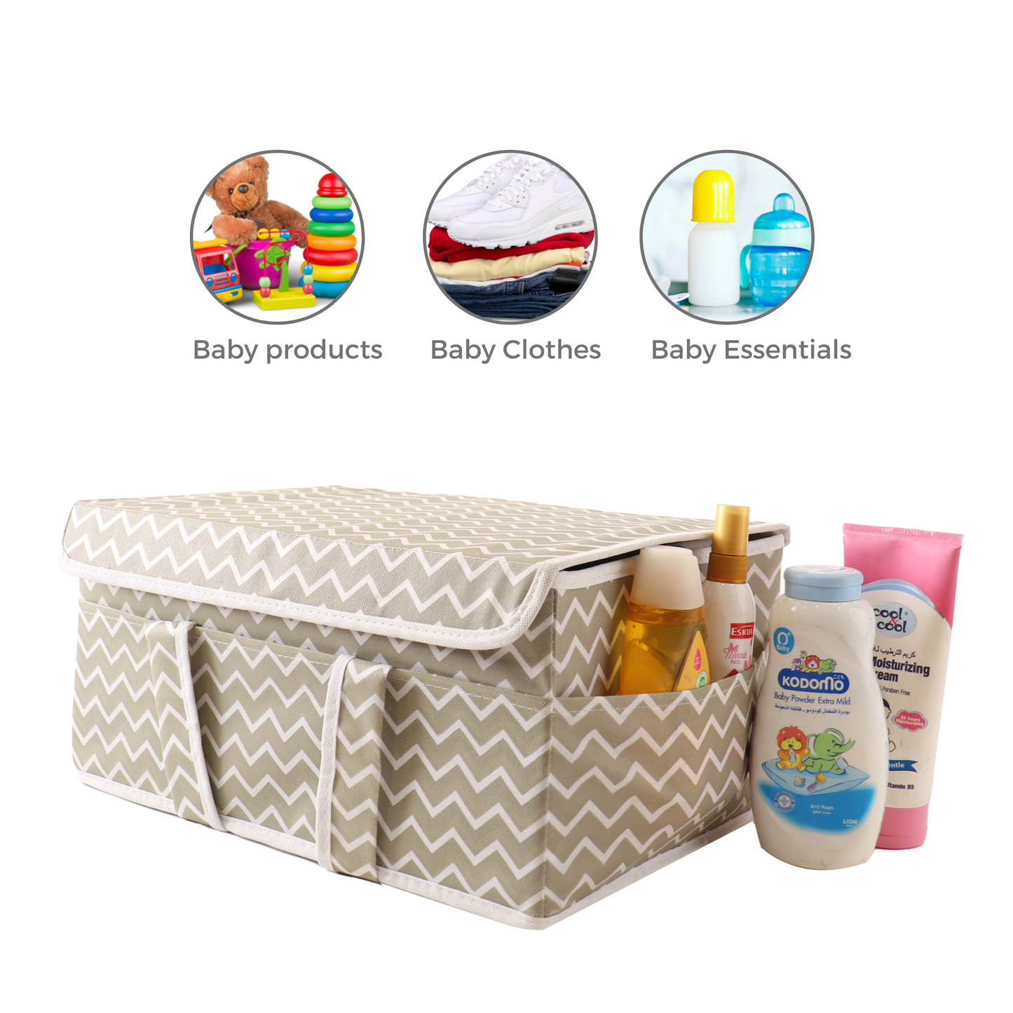 Qoolish Diaper storage caddy Organizers with Lid! (Available in 4 colors)