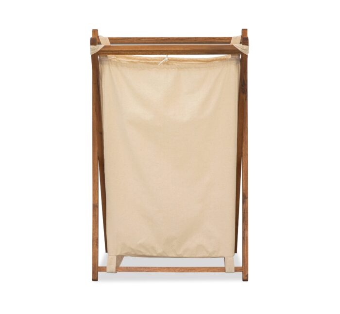 Qoolish Acacia Wood Folding Laundry Hamper Basket with Handle