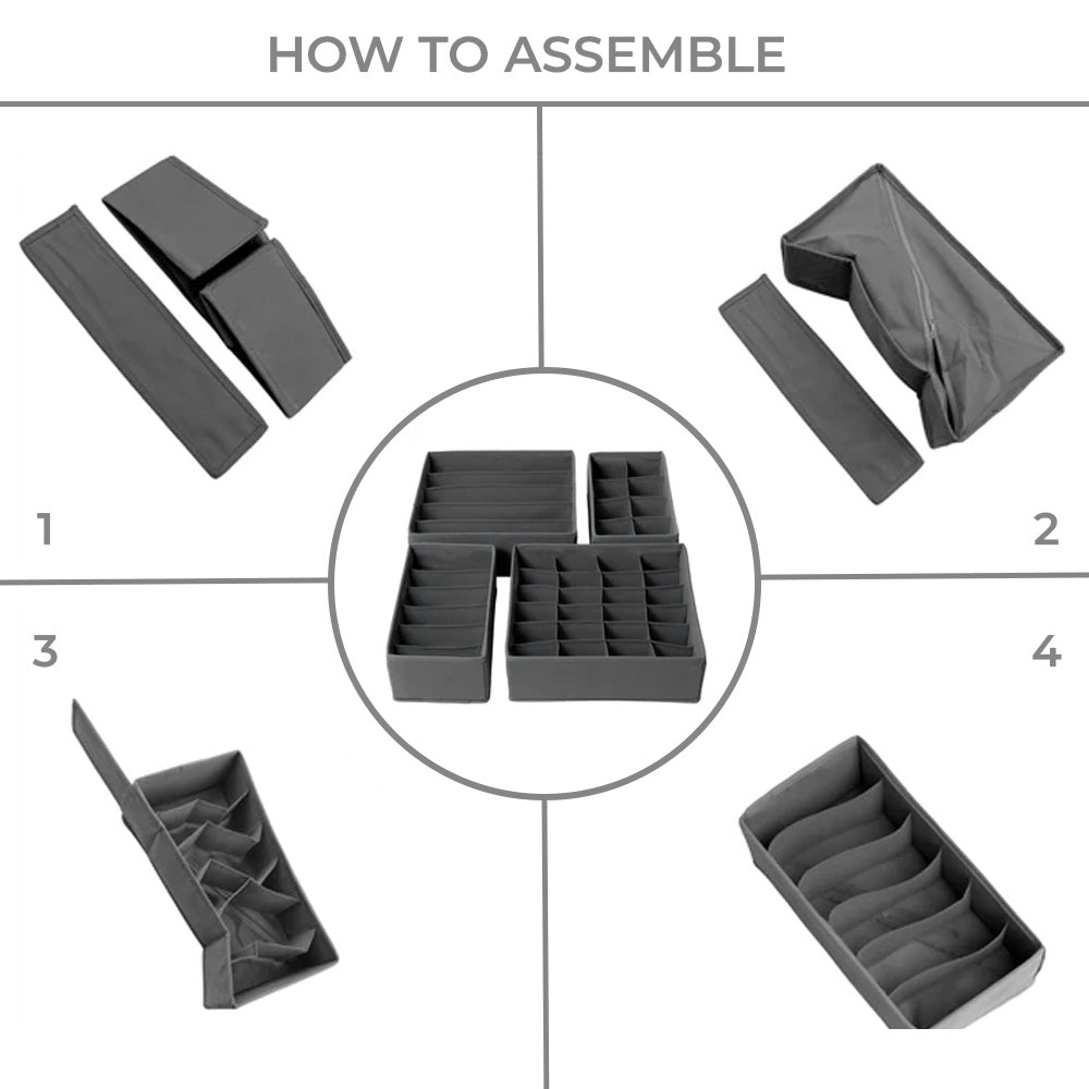 Qoolish 4-Pack Undergarments Drawer Organizers (Available in 5 Colors)