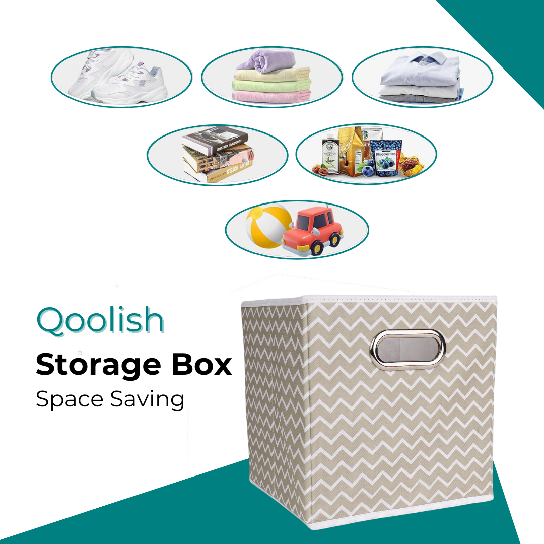 Qoolish Pack of 1 Storage box of White Strip - Tidy up your space! - Qoolish