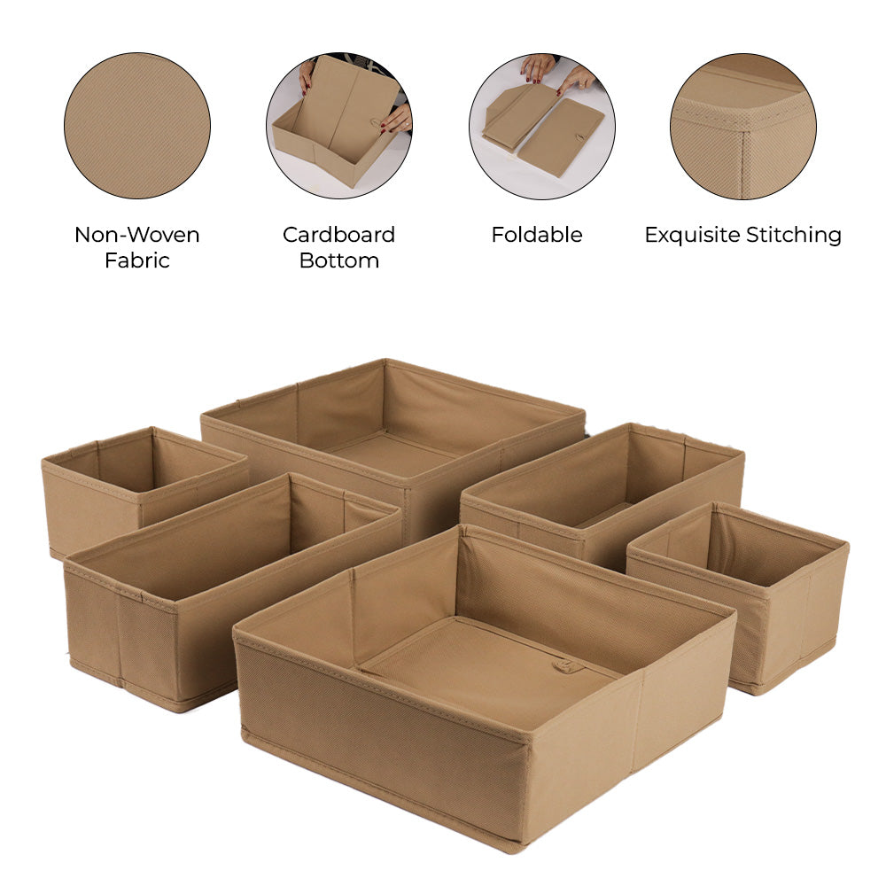 Qoolish's Pack of 6 Beige Drawer Organizers