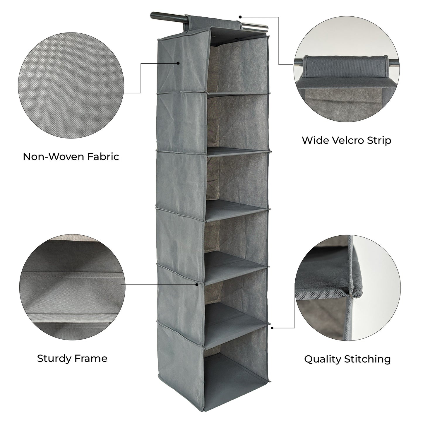 Qoolish Pack of 1 Hanging Storage Organizer Grey
