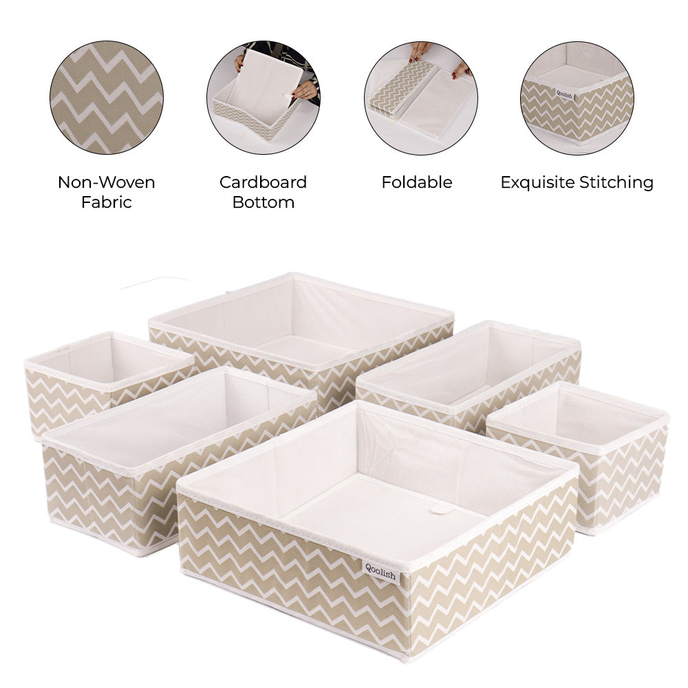 Qoolish Pack of 6 White Drawer Organizers Set