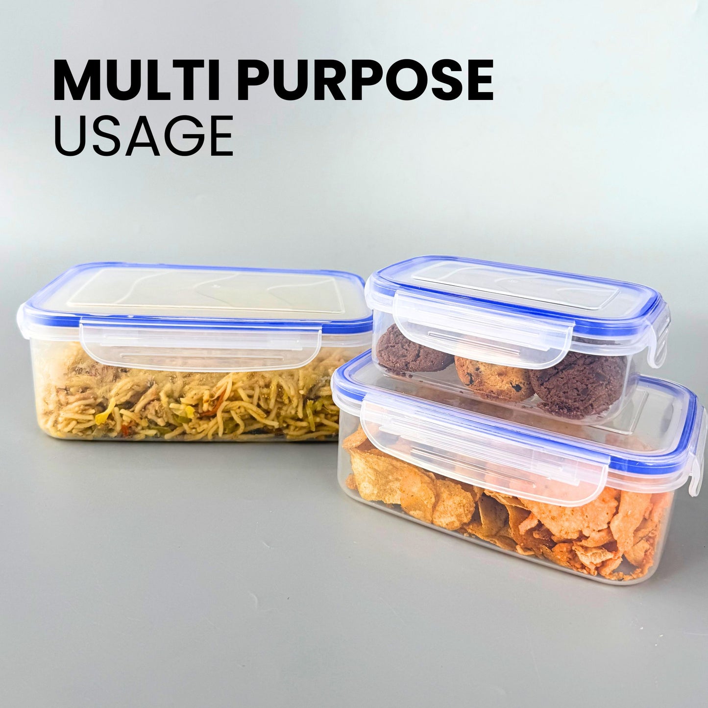 Qoolish Food Container Pack of 3 - Blue