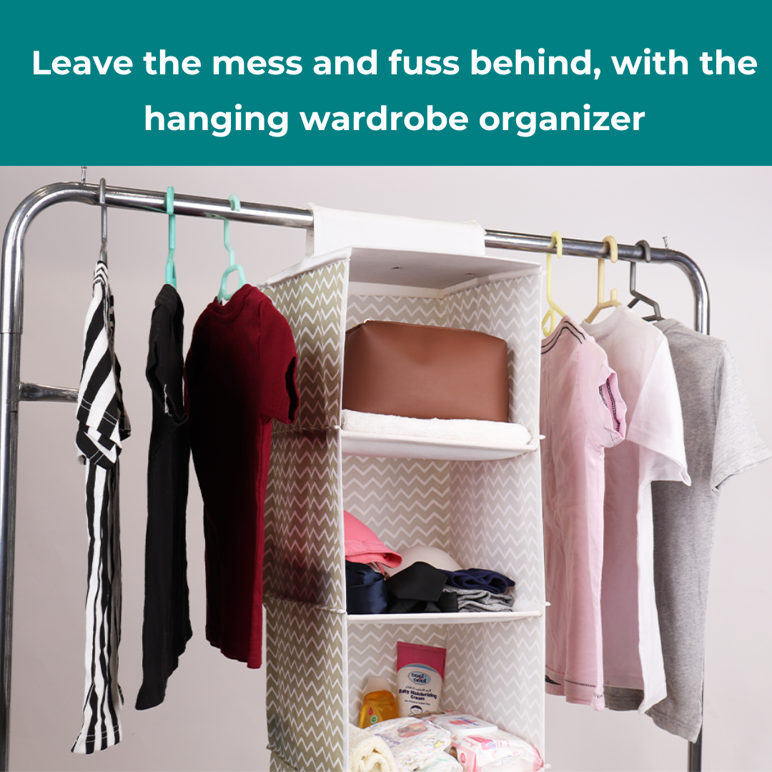 Qoolish Pack of 2 White Stripe Hanging Storage -Store with style! - Qoolish