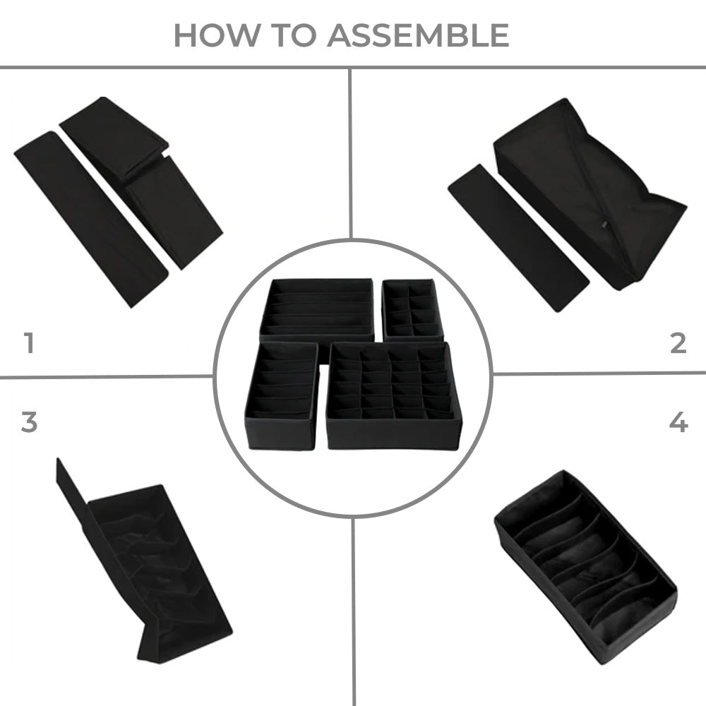 Qoolish 4-Pack Undergarments Drawer Organizers (Available in 5 Colors)