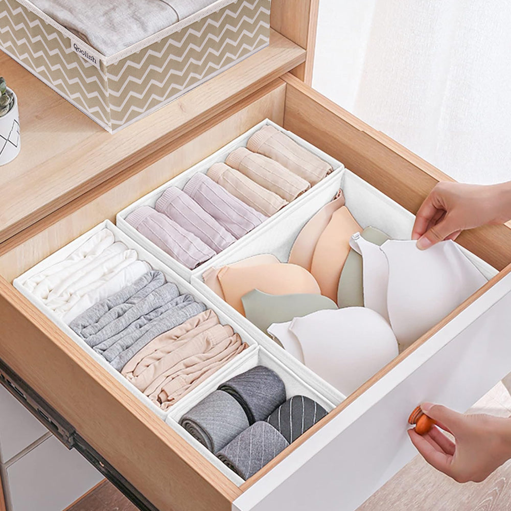 Qoolish Pack of 6 White Drawer Organizers Set