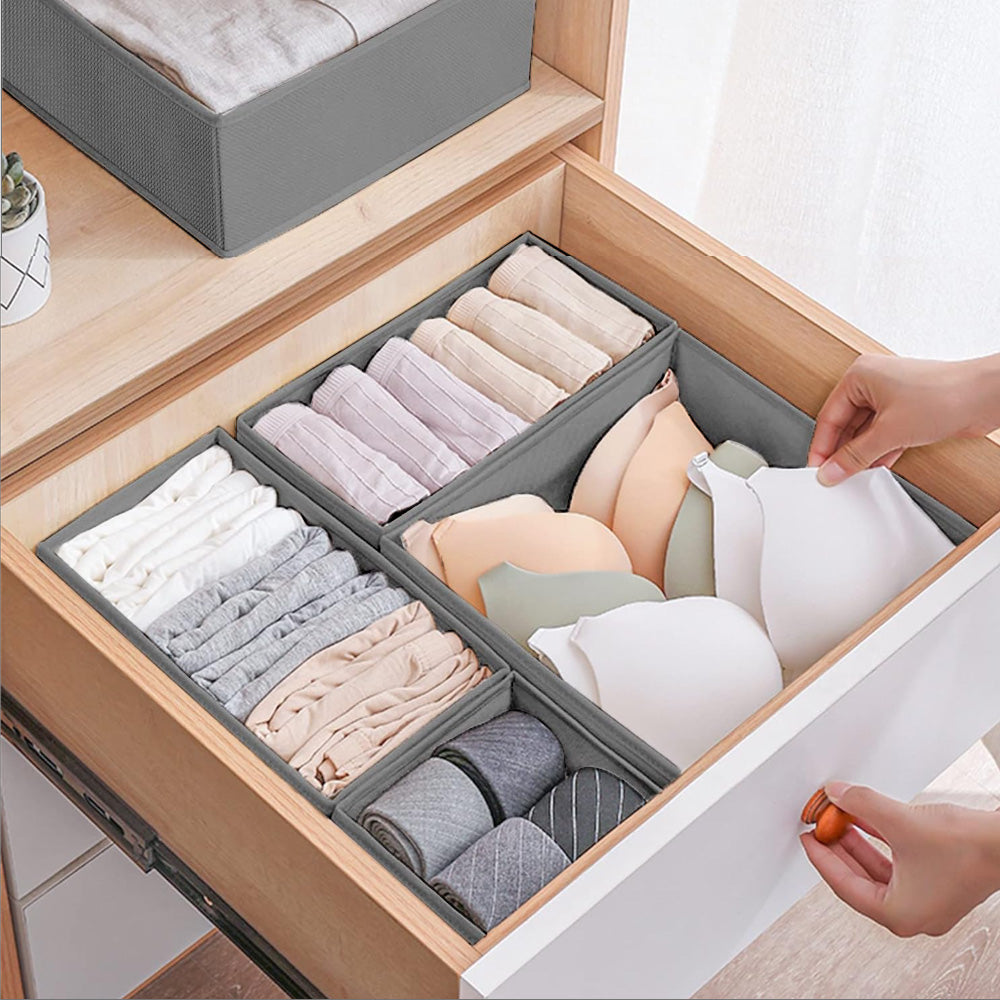 Qoolish Pack of 6 Grey Drawer Organizer Set