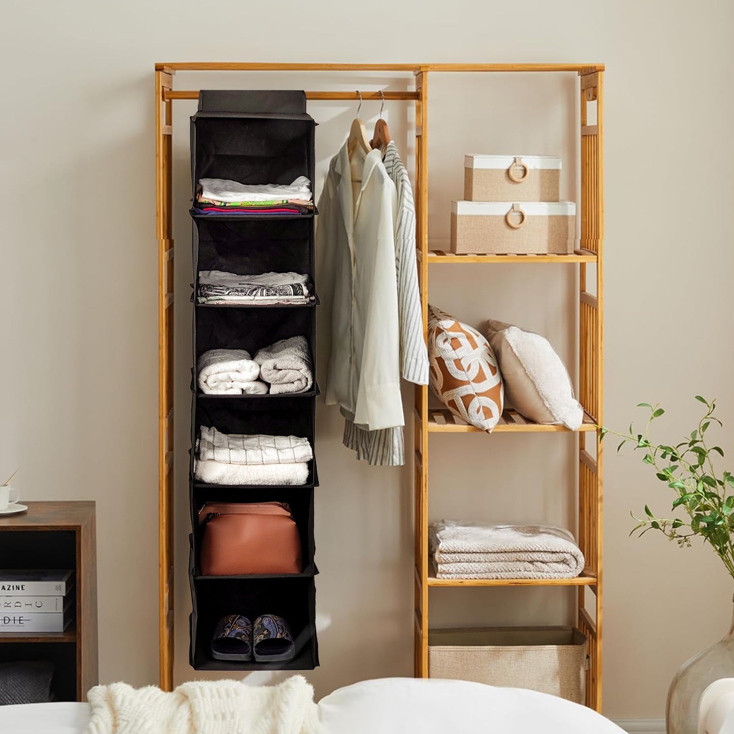 Qoolish Pack of 2 Hanging Storage Organizers Black