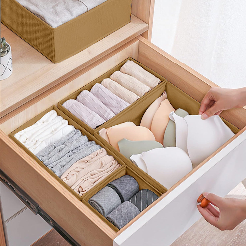 Qoolish's Pack of 6 Beige Drawer Organizers