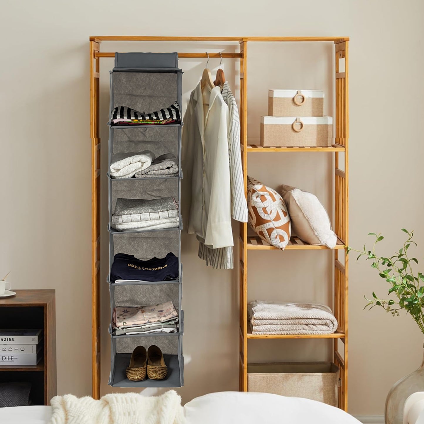 Qoolish Pack of 2 Hanging Storage Organizers Grey