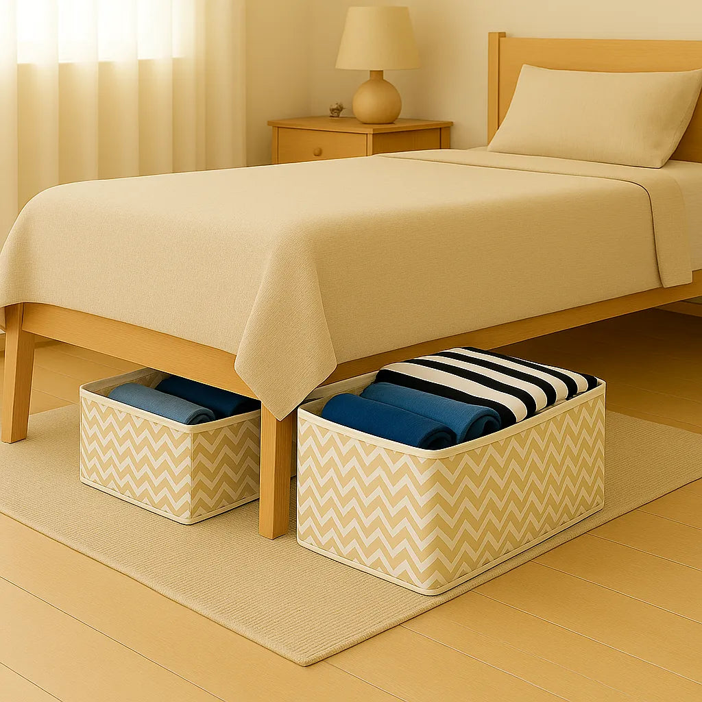 Large cloth organizer organizing bedrom neat and clean storage solution.