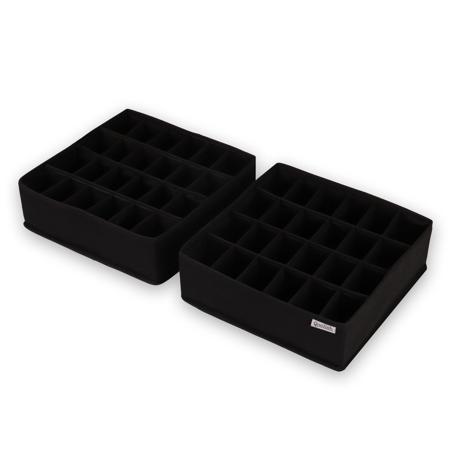 Qoolish Drawer Organizer Black - Pack of 2 - Sturdy Drawer Dividers - Qoolish
