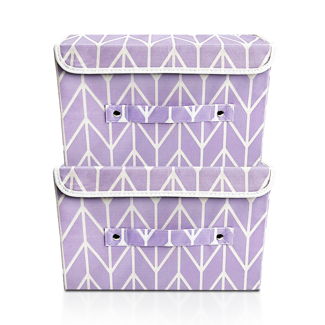 Storage Box with Lid Pack of two - Lavender (Available in 2 colors)