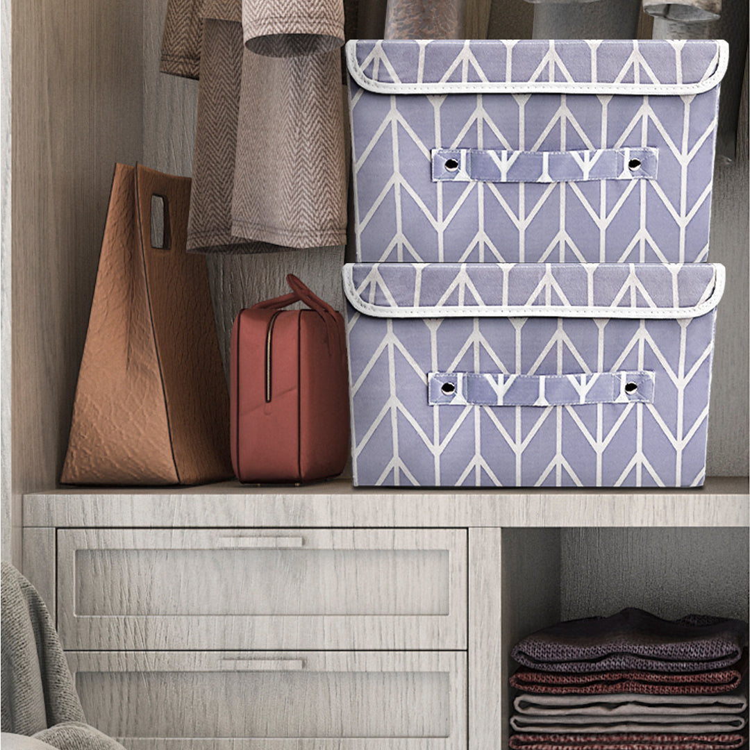 Storage Box with Lid Pack of two - Lavender (Available in 2 colors)