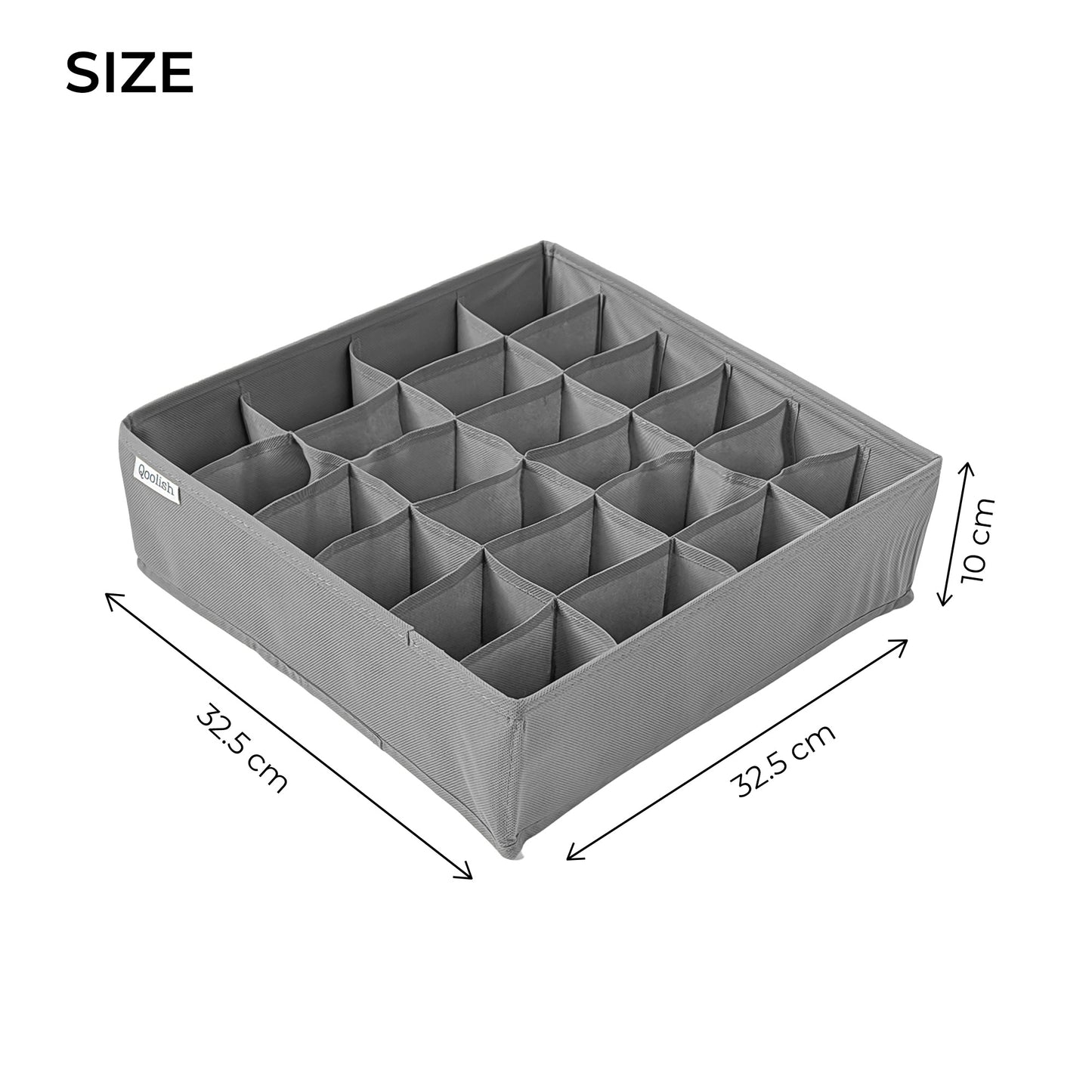 Qoolish Pack of 2 Grey Drawer Organizers: Drawer Dividers