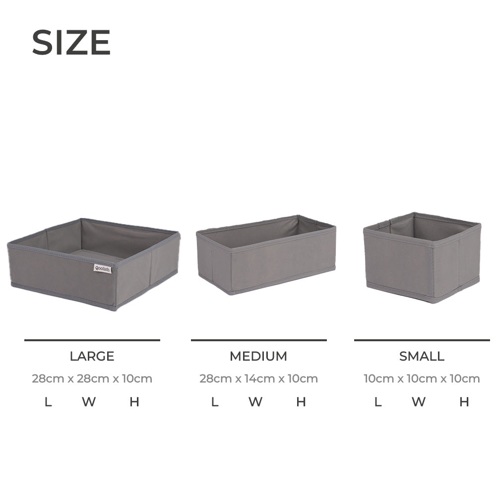 Qoolish Pack of 6 Grey Drawer Organizer Set