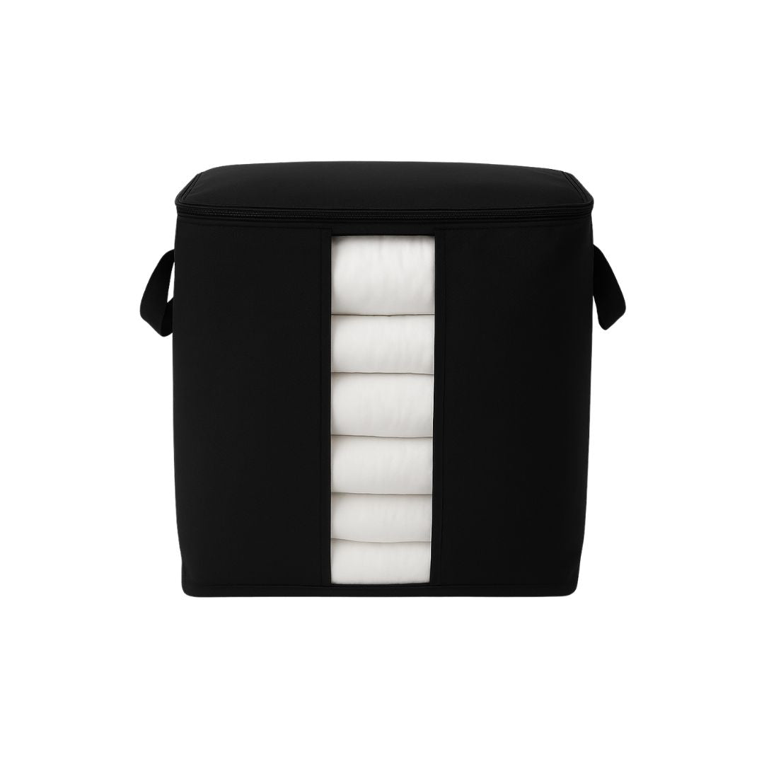 Qoolish black storage bag for clothes and bedding with zipper