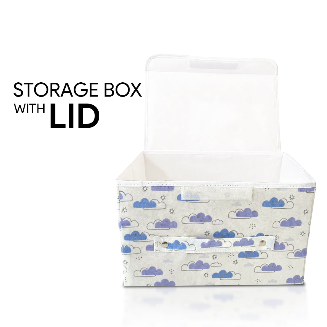 Storage Box with Lid- Dreamy Clouds Cool Blue hues- Pack of 2