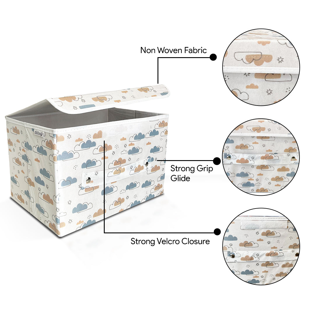 Storage Box with Lid- Dreamy Clouds Cool Blue hues- Pack of 2