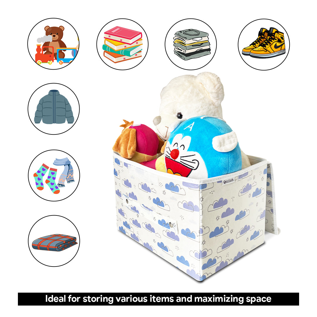 Storage Box with Lid- Dreamy Clouds Cool Blue hues- Pack of 2